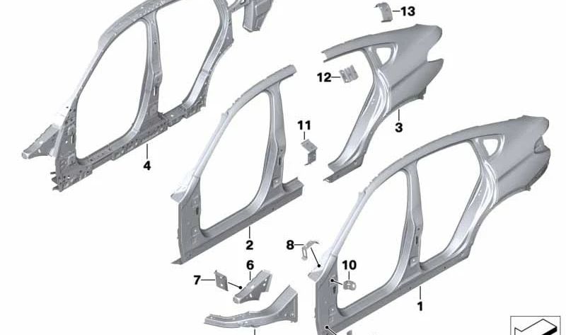 Upper right side wall bracket for BMW F25, F26 (OEM 41007267114). Original BMW.