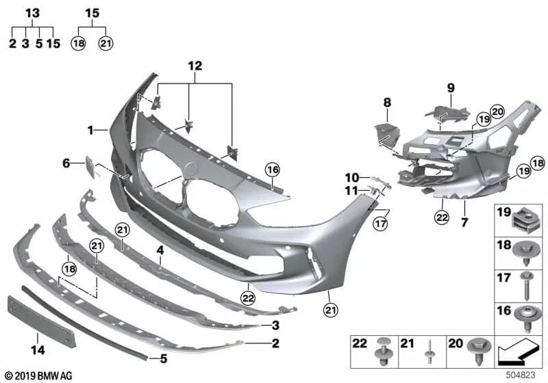 Tapa del conducto de aire de freno derecho para BMW Serie 1 F40 (OEM 51118070944). Original BMW