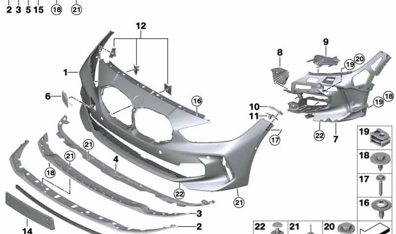 License plate holder OEM 51118071152 for BMW 1 Series (F40). Genuine BMW.