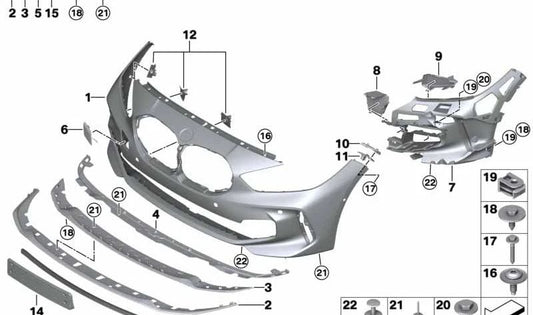 OEM 5117459731 left front bumper guide support for BMW F40. Original BMW.