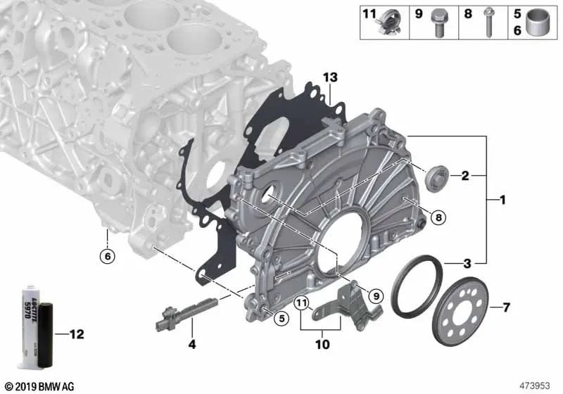 Cubierta de la caja de la cadena para BMW Serie 5 G30, G30N, G31, G31N Serie 7 G11, G11N, G12, G12N X5 G05 X6 G06 X7 G07 (OEM 11148591641). Original BMW