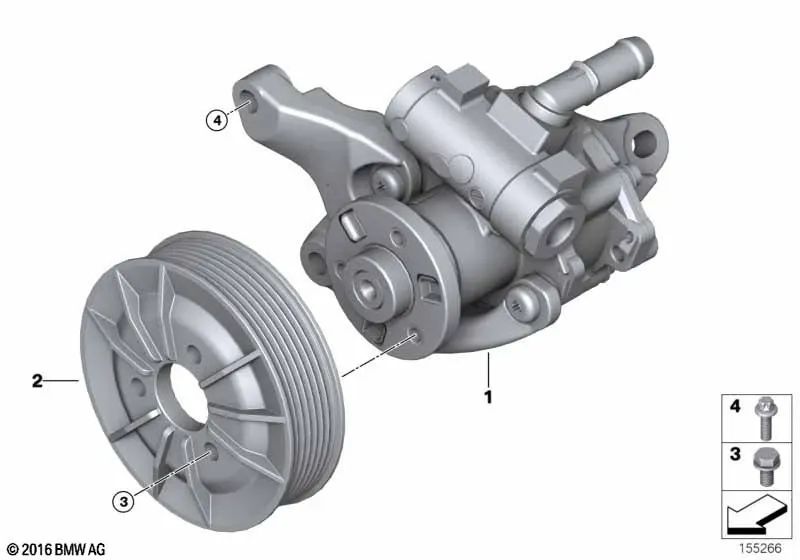 Bomba de asistencia de la dirección para BMW Serie 1 E82, E88 Serie 3 E90, E91, E92, E93 X1 E84 (OEM 32416779244). Original BMW