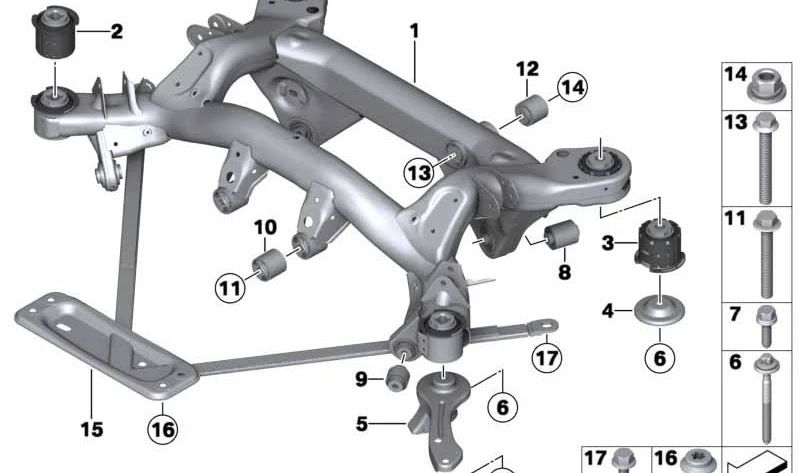 Brazo de suspensión trasero derecho OEM 33326784316 para BMW {E81, E82, E84, E92}. Original BMW