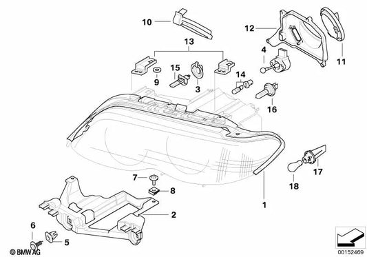 Casquillo de lámpara luz intermitente amarilla para BMW E65, E66, E53 (OEM 63126916101). Original BMW.