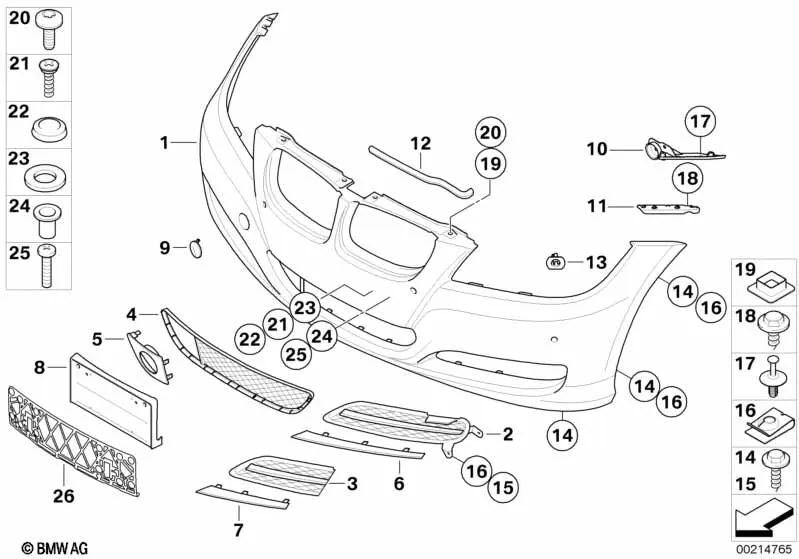 Rechts geschlossener Kühlergrill für BMW 3er E90N, E91N (OEM 51117138418). Original BMW.