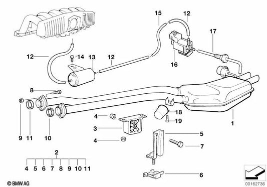 Tubería para BMW Serie 3 E36 (OEM 18101740949). Original BMW.