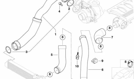 Tubería de Intercooler para BMW Serie 3 E46 (OEM 11617788307). Original BMW