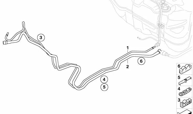 Tubería de Avance para BMW E63, E64 (OEM 16126762590). Original BMW