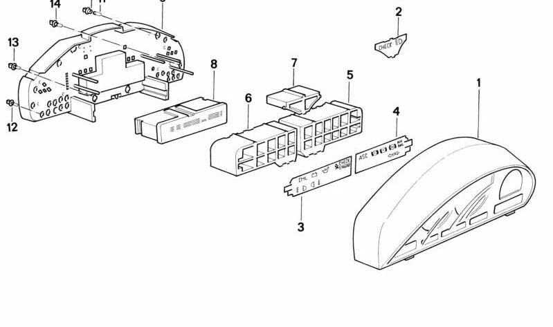 Luz de control de símbolos izquierda para BMW Serie 8 E31 (OEM 62131383329). Original BMW