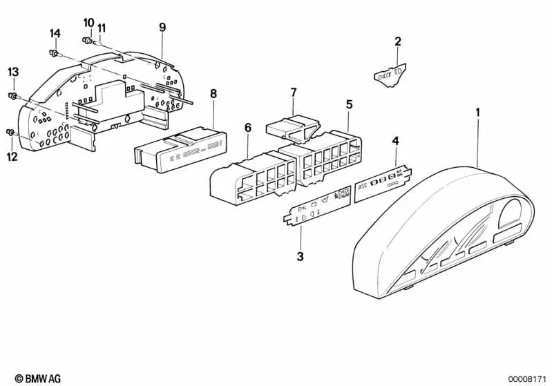 Piastra di circuito stampato per la serie BMW 8 E31 (OEM 62118354251). BMW originale