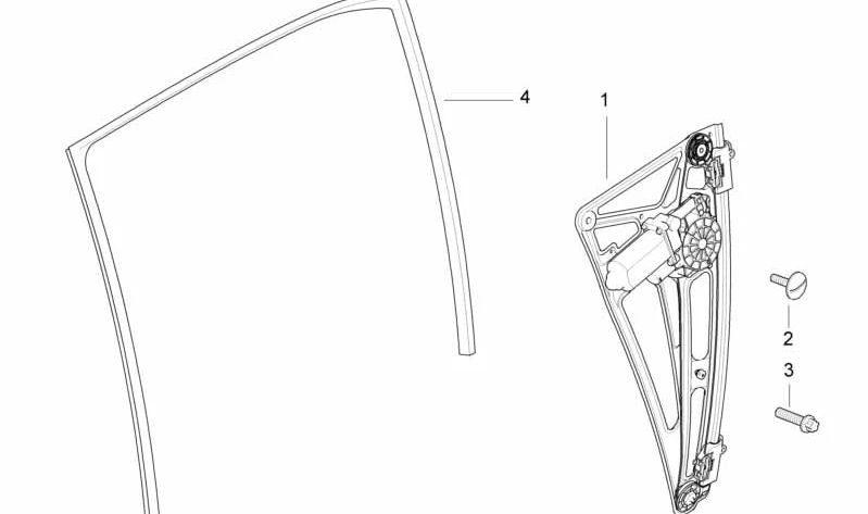 Guía del cristal de la ventanilla trasera izquierda OEM 51328125761 para BMW E38. Original BMW.