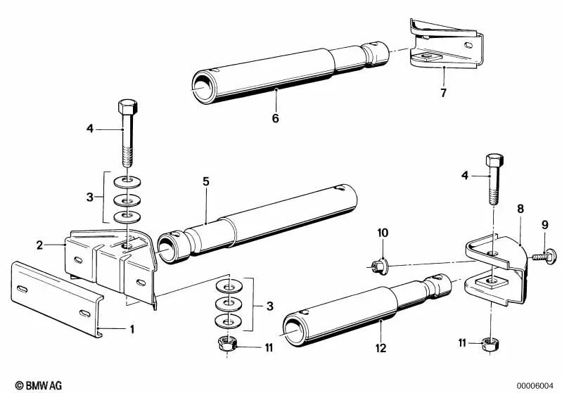 Amortiguador trasero lateral para BMW Serie 5 E12, Serie 6 E24 (OEM 51121917732). Original BMW