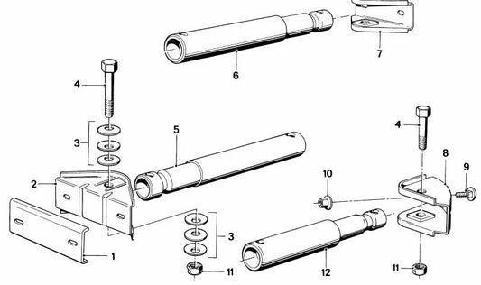 Refuerzo soporte amortiguador de impacto delantero OEM 51111833192 para BMW E21, E12, E24. Original BMW.