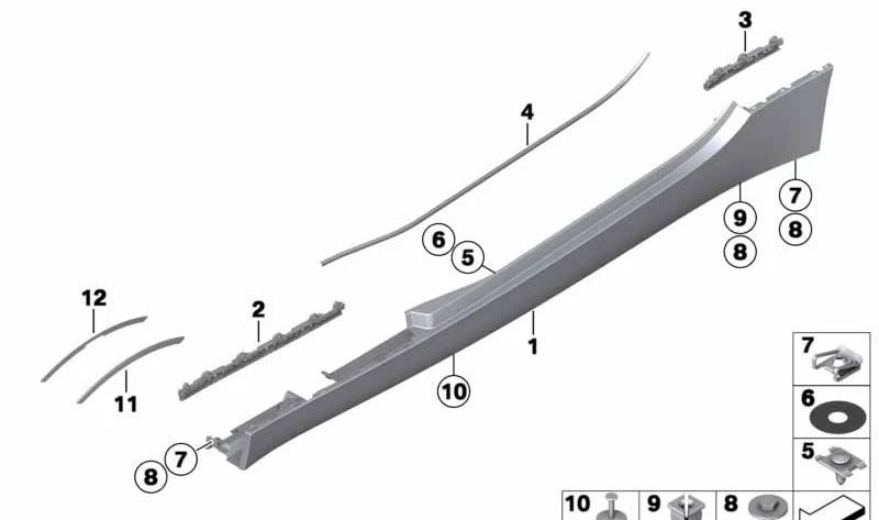 Soporte de umbral trasero izquierdo para BMW E89 (OEM 51777192061). Original BMW