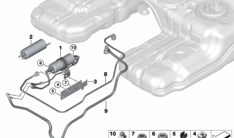 Tubería de alimentación de combustible OEM 16117195127 para BMW E70, F15, F85, E71, F16, F86. Original BMW.