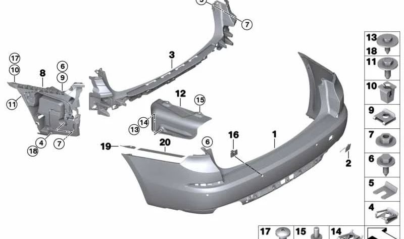 Rear right support for BMW F07N (OEM 51127331566). Original BMW