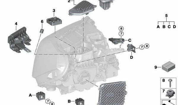 Módulo LED Intermitente/Luz de día izquierda para BMW X1 F48N, F49N (OEM 63119477835). Original BMW