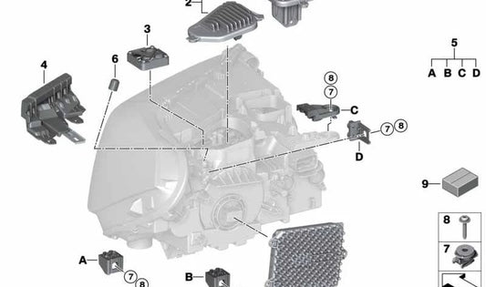 Módulo LED para intermitente y luz diurna derecha OEM 63119477834 para BMW F48 (X1). Original BMW.