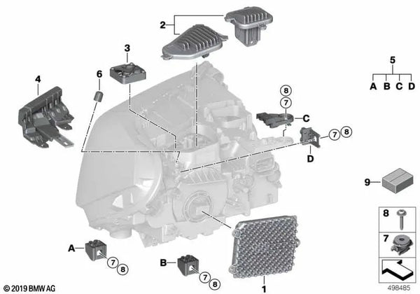 Módulo LED Intermitente/Luz Diurna izquierdo para BMW X1 F48N, F49N (OEM 63119477821). Original BMW