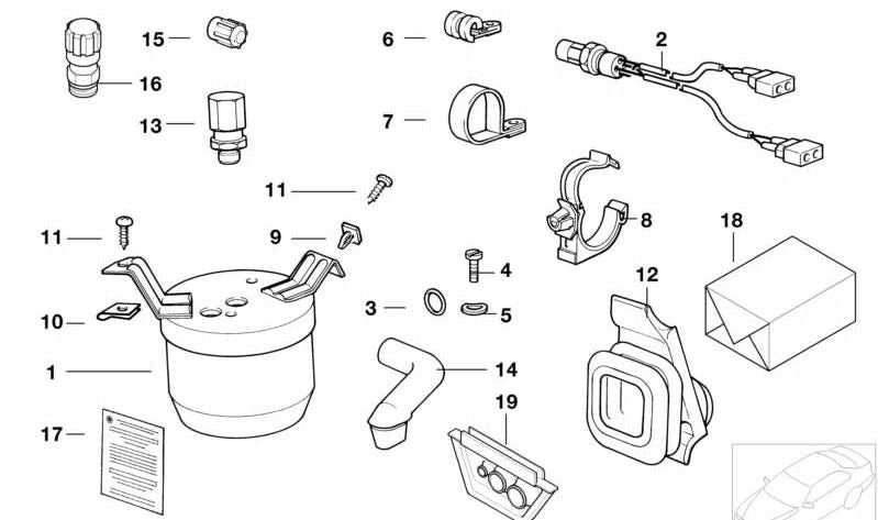 Cartel de advertencia para aire acondicionado para BMW Serie 3 E36 (OEM 64508367947). Original BMW