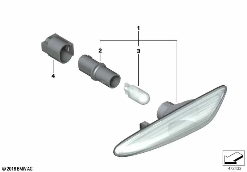 Luz intermitente adicional blanca izquierda para BMW E83, E83N (OEM 63133418447). Original BMW.