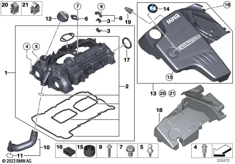 Cubierta de bobina de encendido para BMW F30, F31, F34, F35, F32, F33, F10, F11, F18 (OEM 11127594344). Original BMW