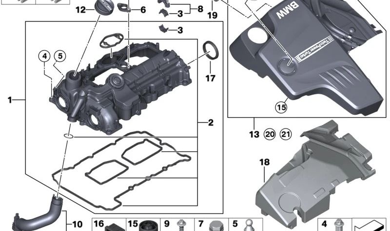 OEM Colata Cover 11127633630 pour BMW F22, F23, F30, F34, F32, F33, F36. BMW d'origine