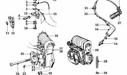 Puntos de encendido OEM 12119058248 para BMW (compatible con modelos clásicos: E12, E21, E23, E24, E28, E30, E32, E34). Original BMW