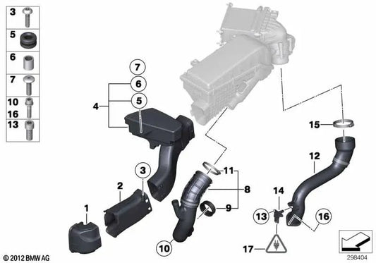 Conducto de aire para BMW F01, F01N, F02, F02N (OEM 13717566378). Original BMW