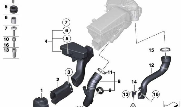 Tubo de admisión de aire OEM 13717595223 para BMW F01, F02 (Todos los modelos compatibles). Original BMW