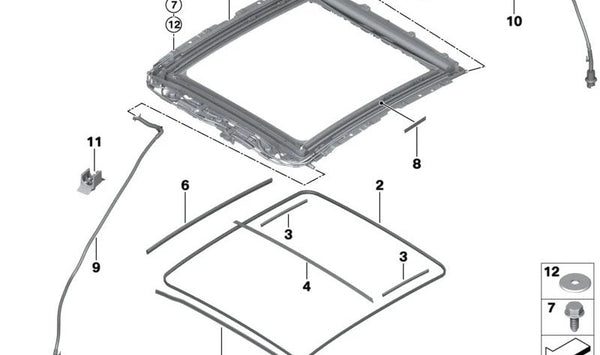 Junta de canal de agua OEM 54107933441 para BMW F40, F39. Original BMW.