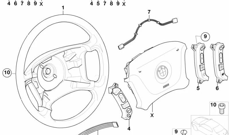 Interruptor Regulador de Velocidad/Calefacción del Volante para BMW E39, E38, E83, E53 (OEM 61316922855). Original BMW