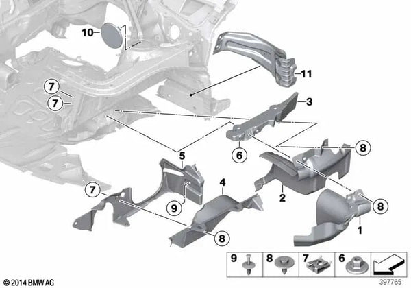 Cubierta del Mecanismo de Dirección Superior Derecho para BMW F30, F31, F34, F32, F33, F36 (OEM 51757274856). Original BMW