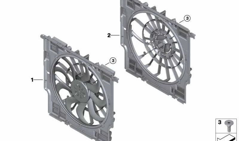 Carcasa del ventilador OEM 17428472322 para BMW G01, G02. Original BMW.