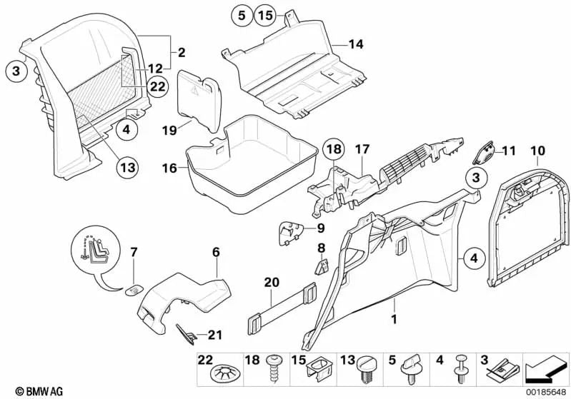 Tapa del sistema de retención infantil para BMW Serie 3 E46, E91, E91N, X3 E83, E83N, Z4 E86 (OEM 51473405879). Original BMW