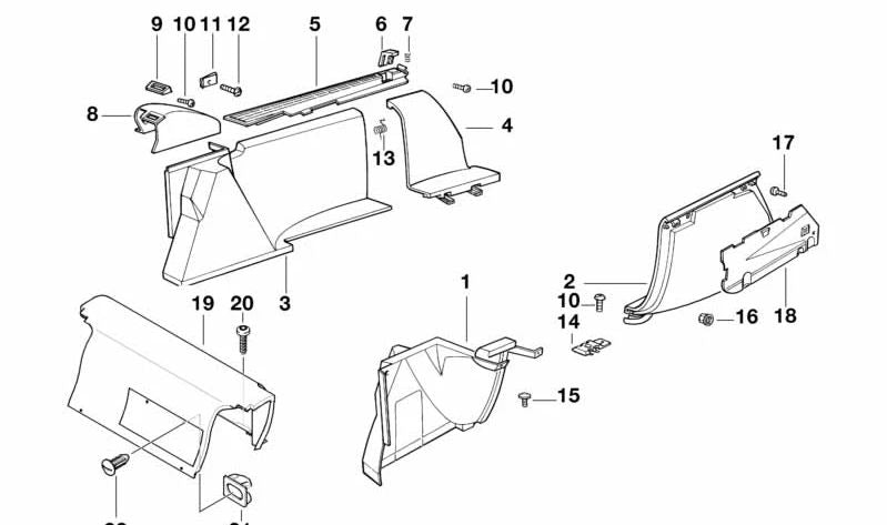 Cubierta cinturón de seguridad derecho para BMW Serie 5 E34 (OEM 51478149034). Original BMW