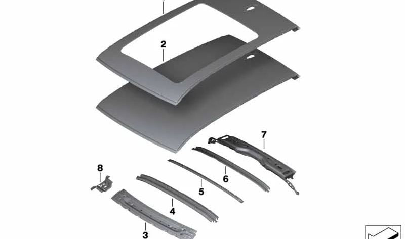 Refuerzo central del techo OEM 41007439346 para BMW F48 (X1). Original BMW.