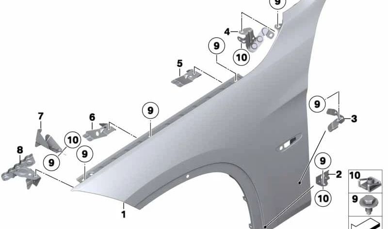 Elemento de deformação traseira esquerda OEM 41102992907 para BMW E84. BMW original.