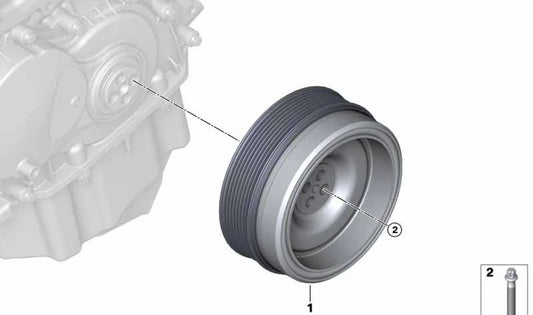 Amortiguador de vibraciones OEM 11237634196 para BMW i8 I12, I15. Original BMW.