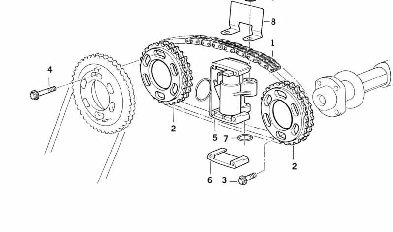 Cadena de distribución OEM 11317598262 para BMW E34, E32, E38, E31. Original BMW.