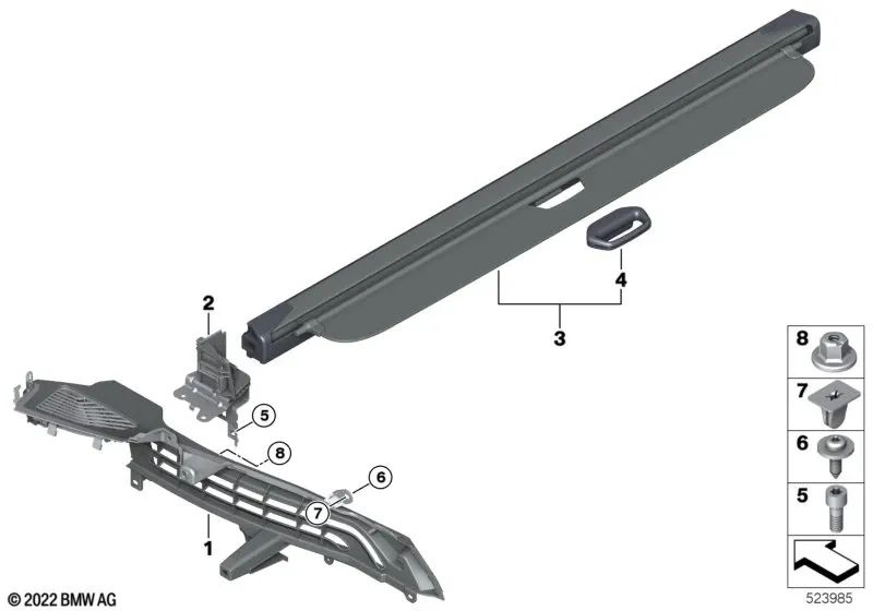 Soporte Persiana derecha para BMW G05, G05N, G18, G18N (OEM 51476994234). Original BMW.