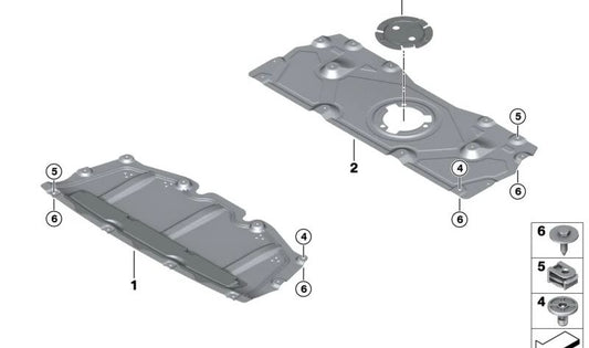 Protección del compartimento del motor trasera para BMW Serie 2 G42, Serie 3 G20, G21, G28, Serie 4 G22, G23, G26 (OEM 51757447143). Original BMW