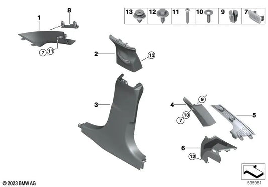 Right A-pillar moulding for BMW 4 Series G26 (OEM 51439871032). Original BMW.