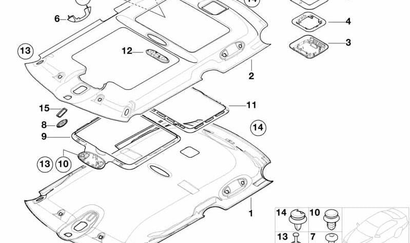 Clip de sujeción OEM 51437001491 para BMW (Modelos compatibles: E81, E82, E87, E88, F20, F21, F40, F52, F70, F22, F23, F44, F45, F46, F87, G42, U06, G87, E46, E90, E91, E92, E93, F30, F31, F34, F35, F80, G20, G21, G28, G80, G81, F32, F36, F82, G22,