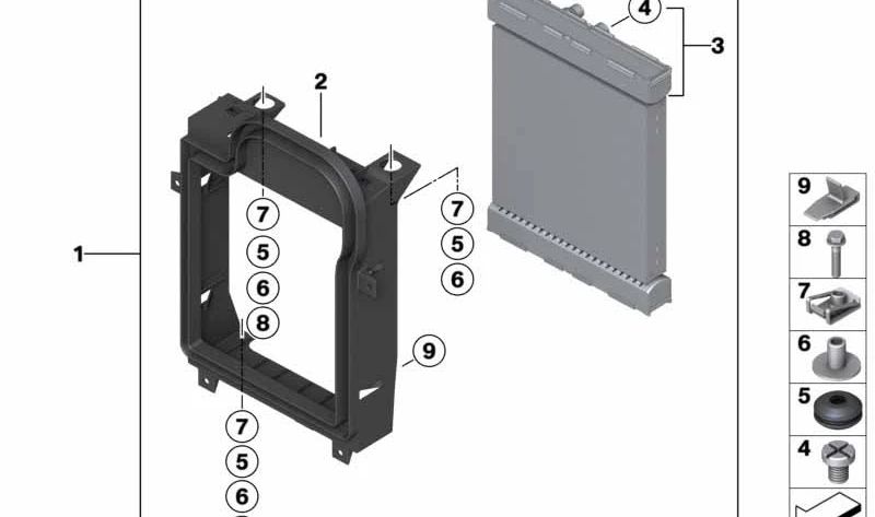 Marco lateral derecho OEM 17117585287 para BMW E70, E71, E72. Original BMW.