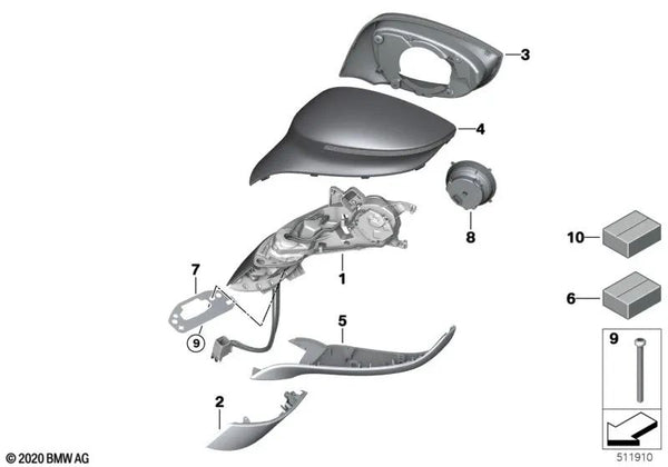 Parte inferior de la carcasa imprimada izquierda para BMW i I12, I12N, I15 (OEM 51167393267). Original BMW