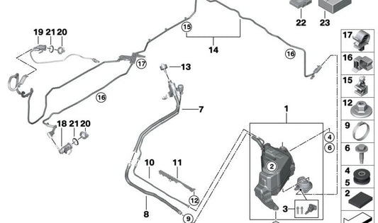 Dosierleitung para BMW X5 G05, X6 G06 (OEM 16197498809). Original BMW