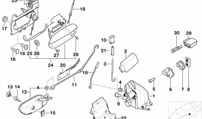 Manilla exterior izquierda para BMW E38 (OEM 51218166971). Original BMW.