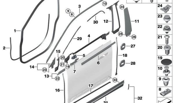 Embellecedor puerta delantero izquierdo para BMW I20 (OEM 51335A3D561). Original BMW.