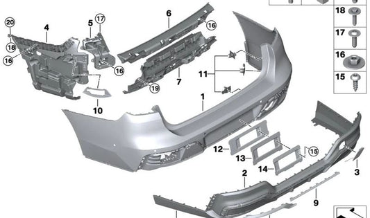 Doublage de pare-chocs arrière inférieur pour la série BMW 7 G70 (OEM 51125A268B0). BMW d'origine